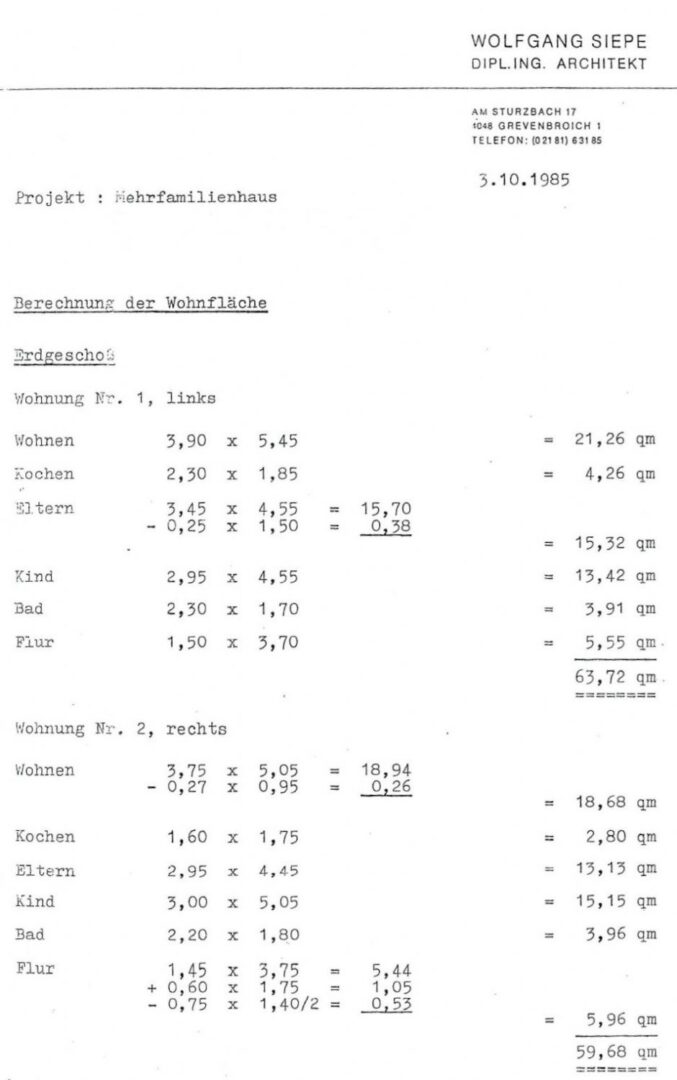 Wohnflächenberechnung